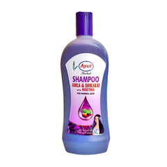 Ayur shampoo Amla-Shikkai-Reetha, ingrédients naturels pour cheveux forts et brillants.