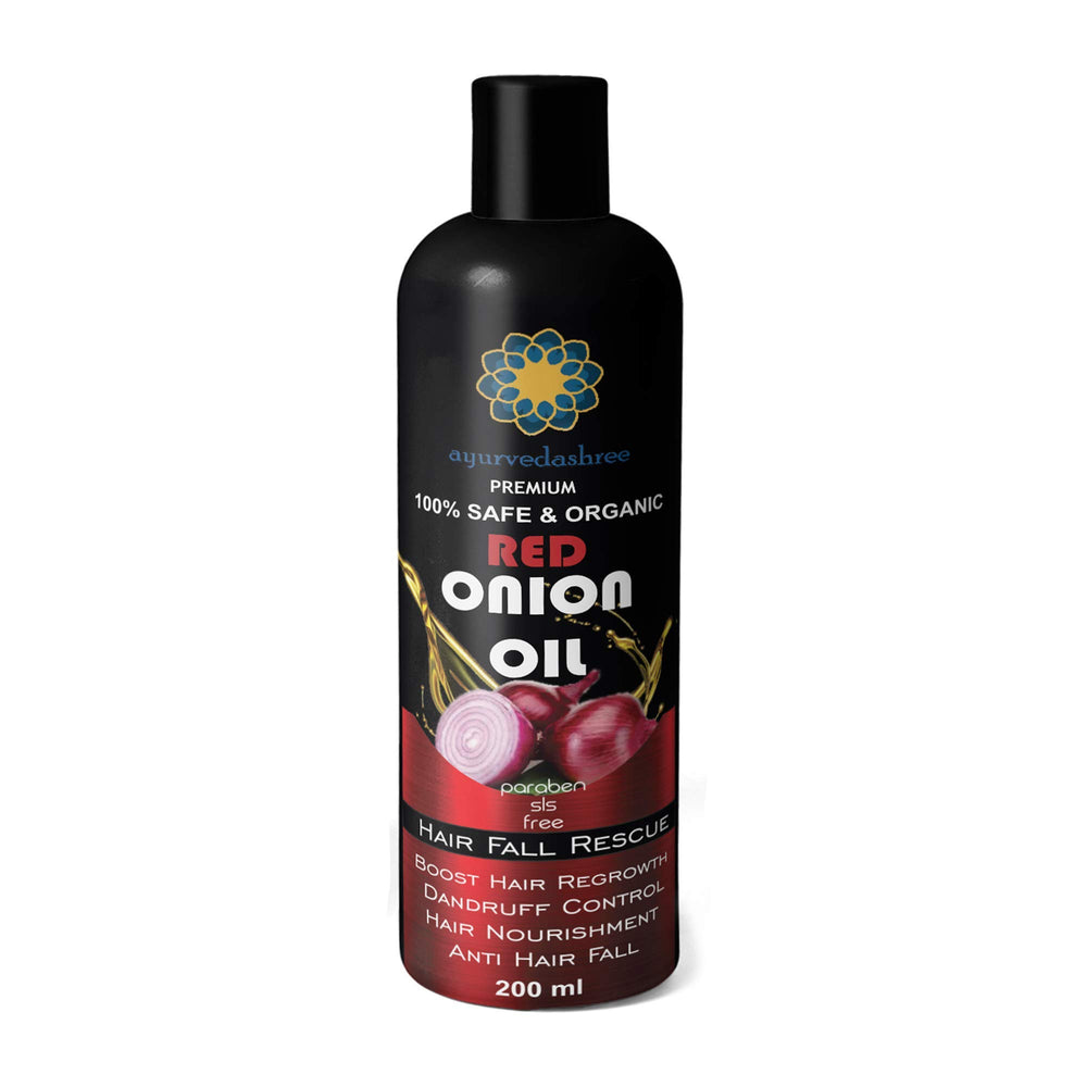 AYURVEDASHREE huile-cheveux-oignon-noir-bouteille — soin nourrissant pour des longueurs brillantes.