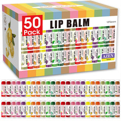 AZEN baume lèvres coffret 50-pack, hydratation durable et sensations fruitées.