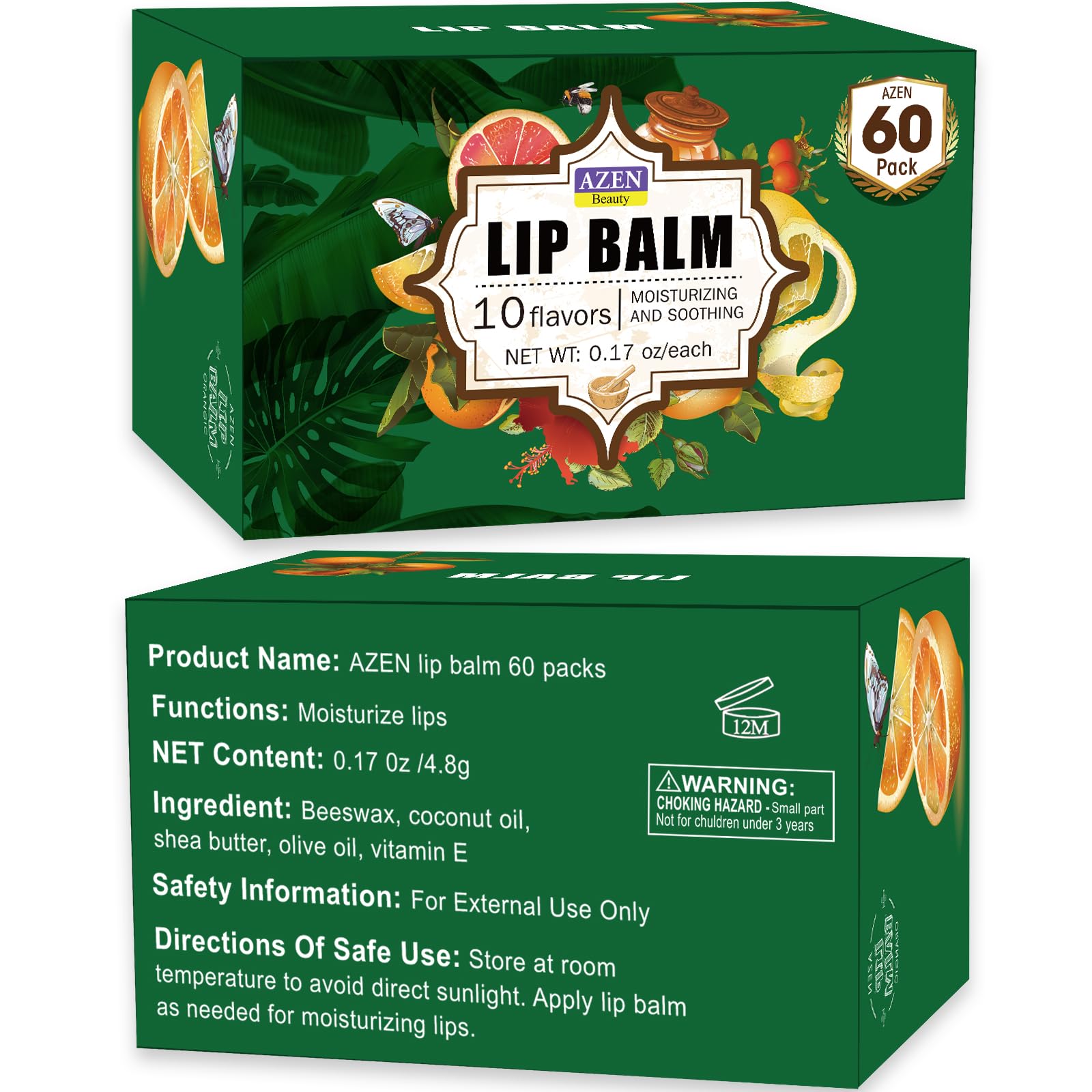 AZEN Baume à Lèvres saveur cerise — soin pratique pour le sac.