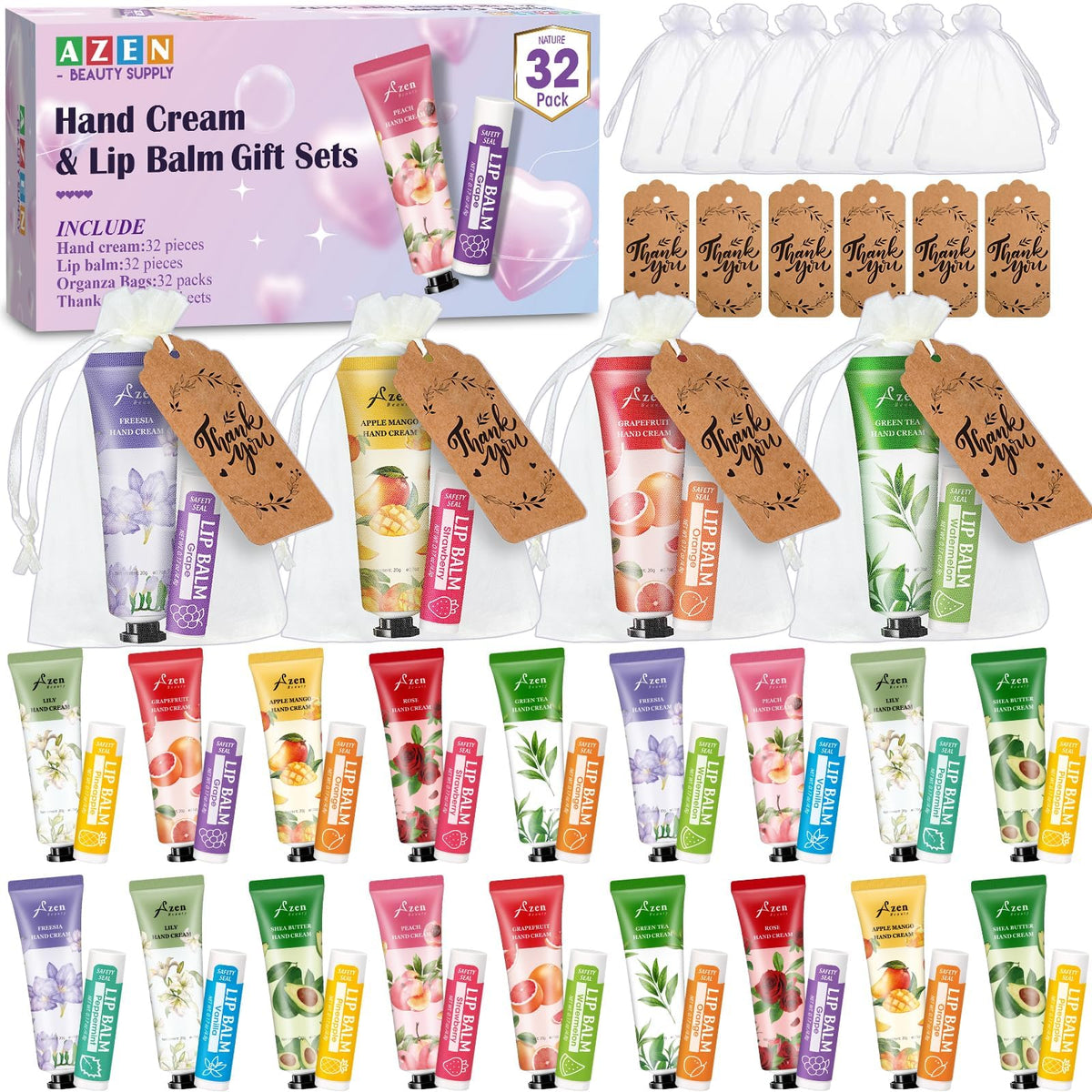 AZEN crèmes mains ensemble, hydratation légère et parfum agréable.
