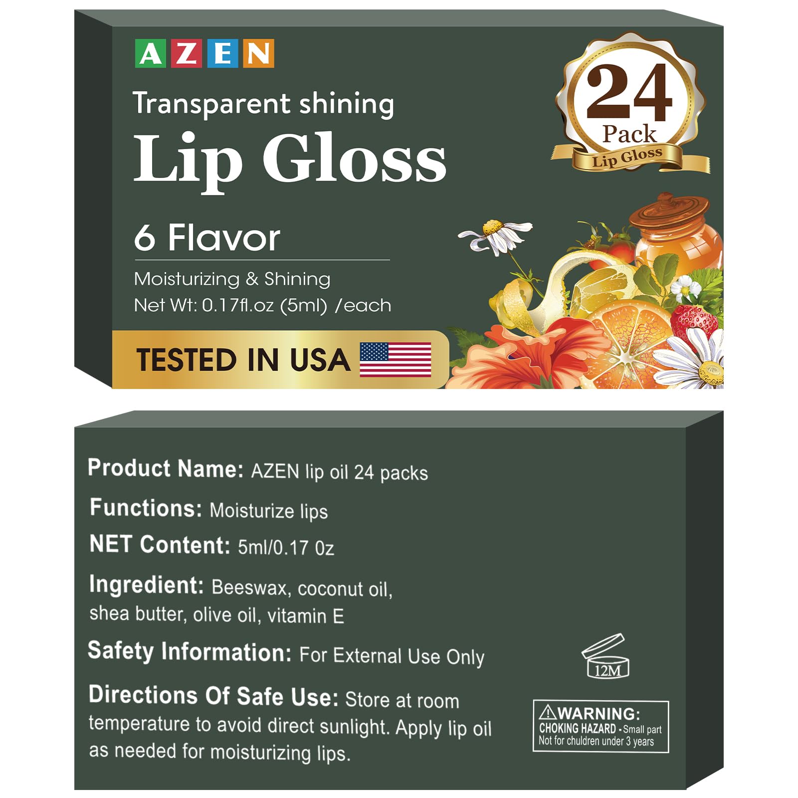 AZEN gloss fraise parfum fruité hydratation légère