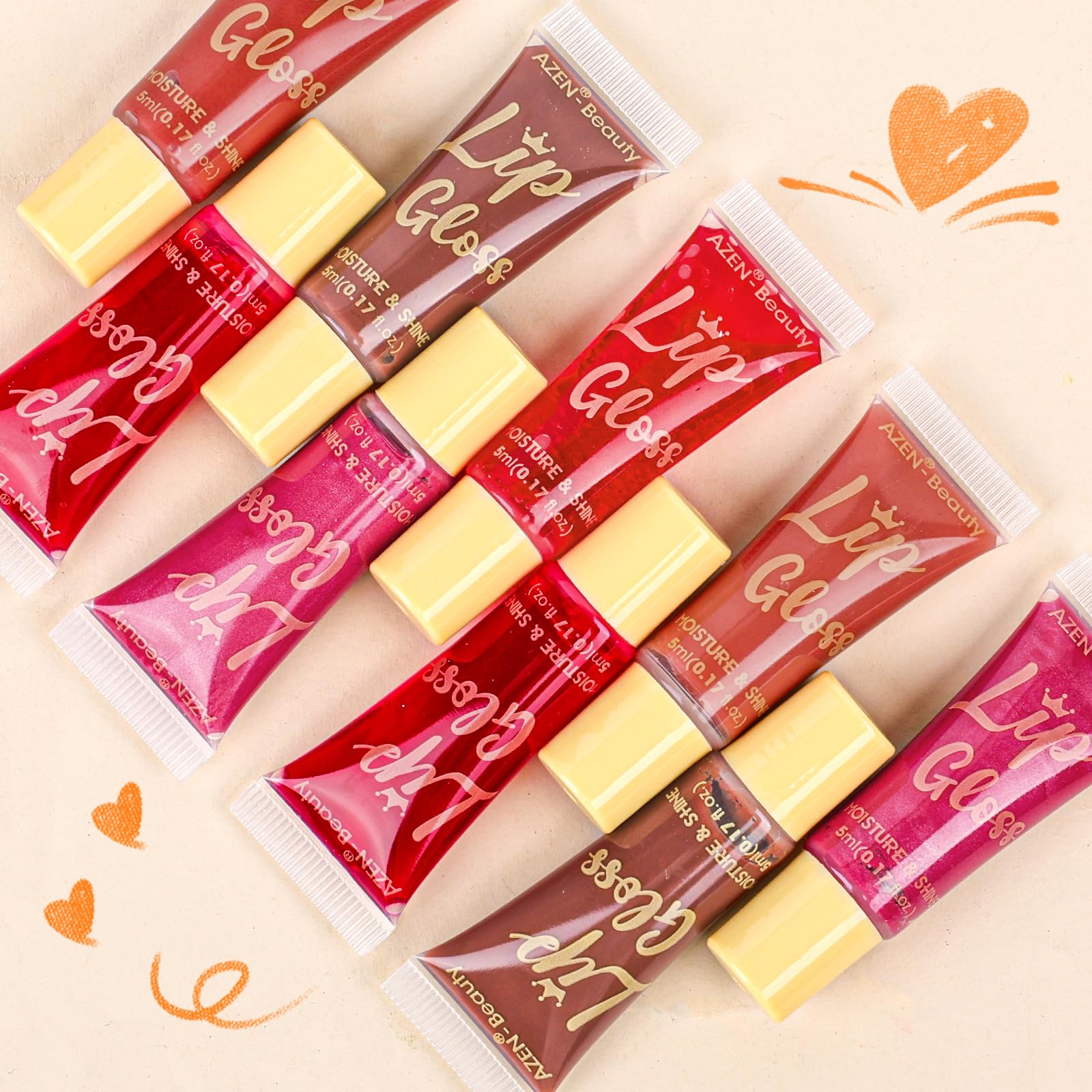AZEN huile couleur levres brillance longue duree sur bouche naturelle