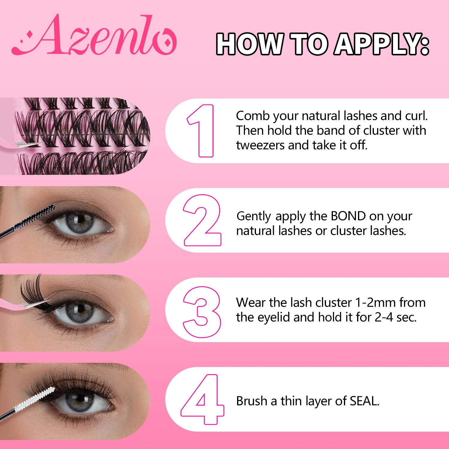 Azenlo look naturel cils pour un rendu quotidien élégant.