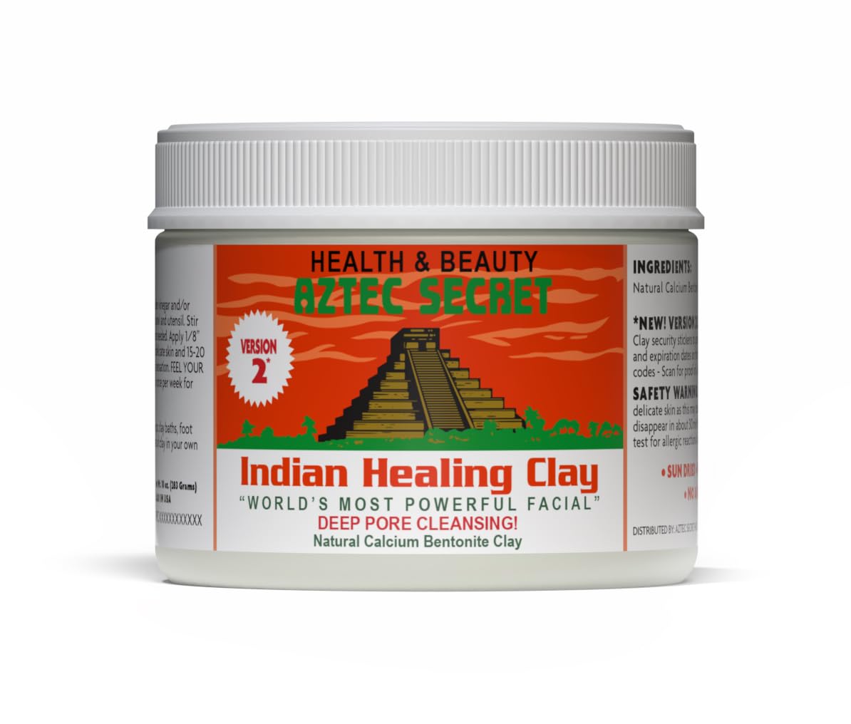 Aztec Secret Argile Indienne Bocal 10 onces : purifie les pores naturellement.