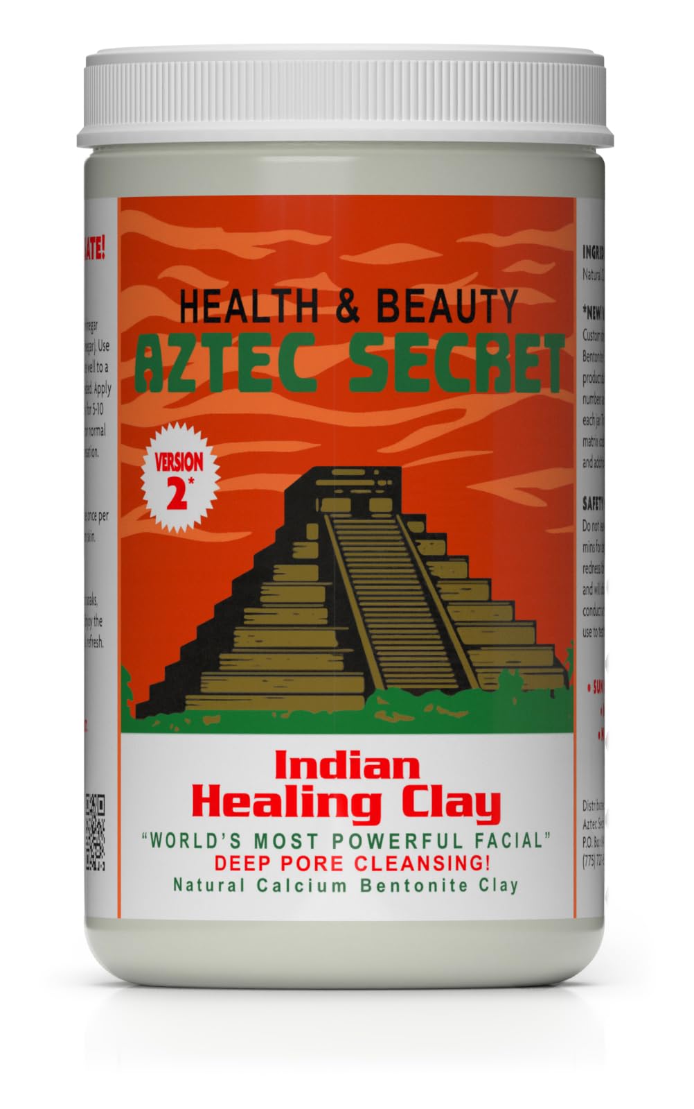 Aztec Secret Argile Indienne – pot en premier plan, purifie potentiellement les pores.