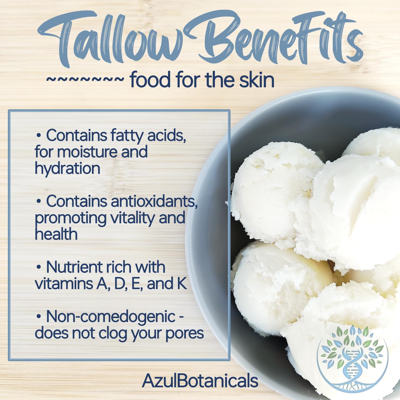AzulBotanicals Baume Tallow Ingrédients Organiques: formule naturelle et biologique