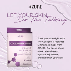 Azure Cosmetics Masque papier hydratation rapide pour peau tonifiée et lumineuse.