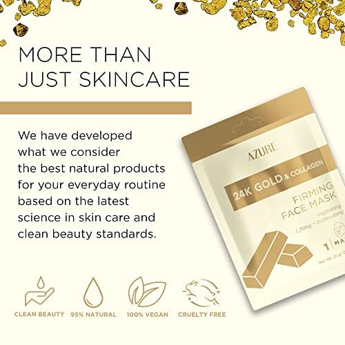 Azure Cosmetics Masque Visage Or 24K – application douce pour peau lumineuse.