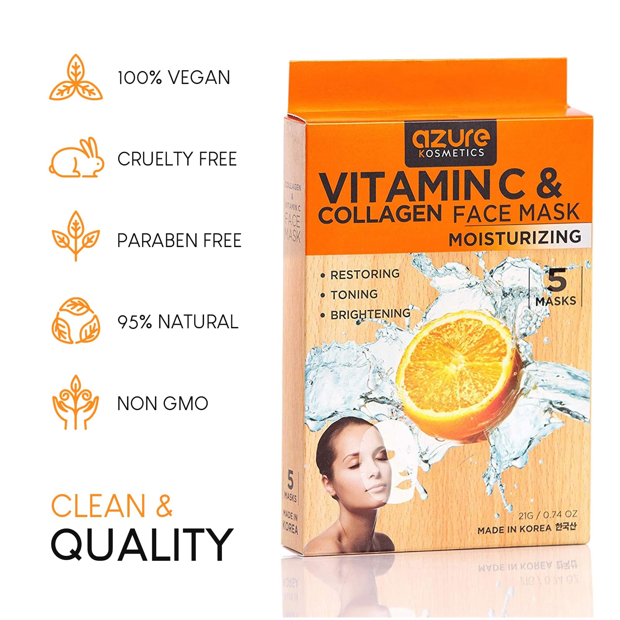 Pack de 5 masques Azure pour une routine coréenne efficace.