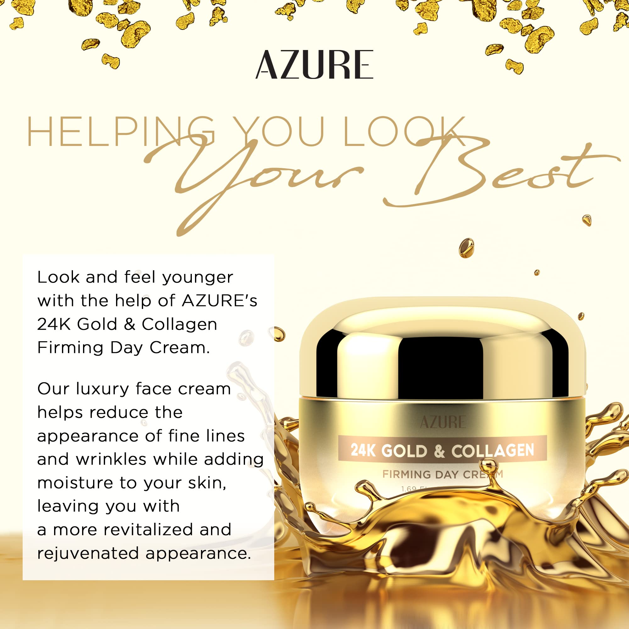Application sur le visage et le cou avec la Crème Azure.