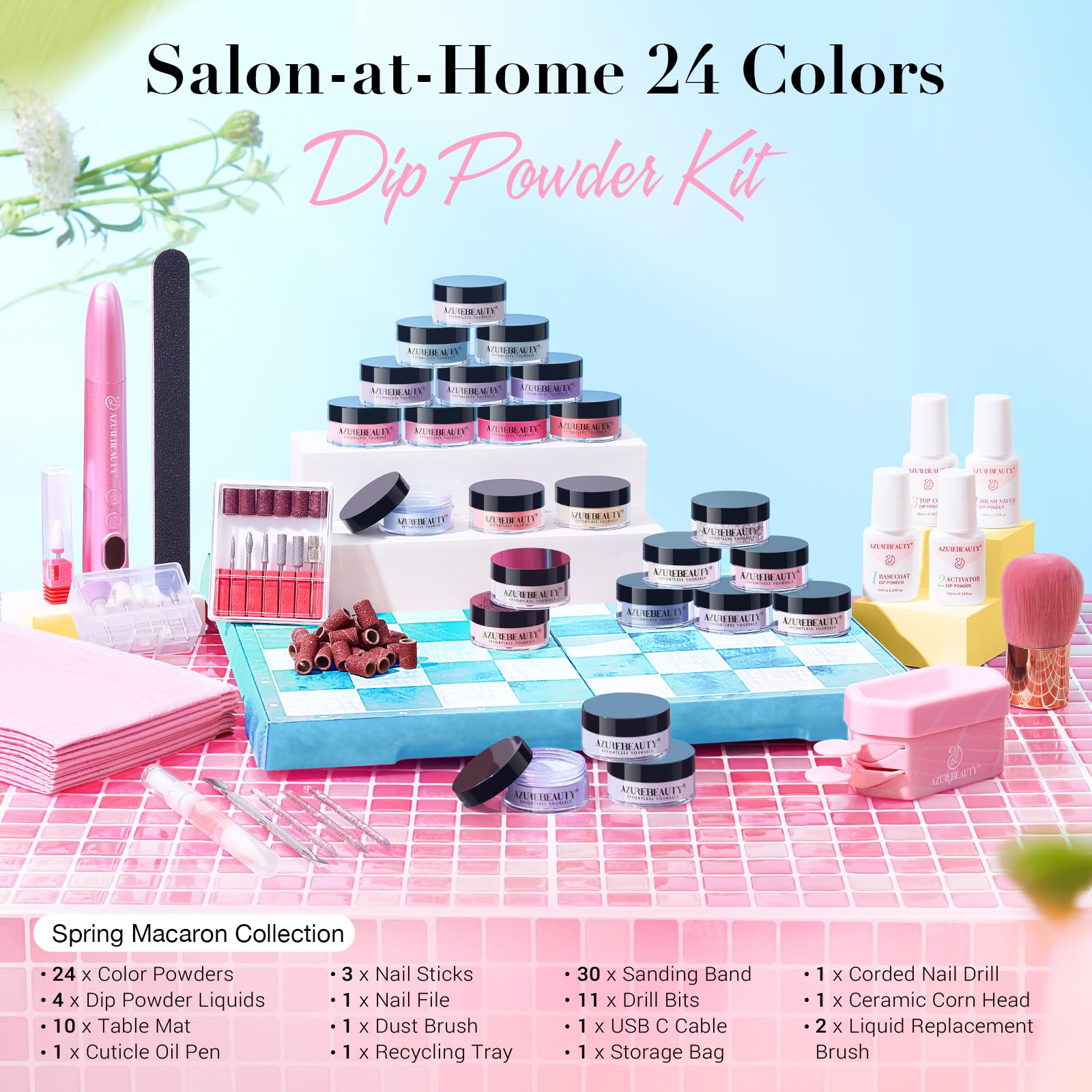 AZUREBEAUTY base dip activateur topcoat, finition lisse et fixation durable.