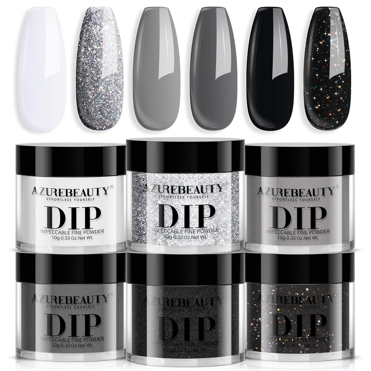 AZUREBEAUTY Dip Powder Blanc — fini brillant durable pour une manucure élégante