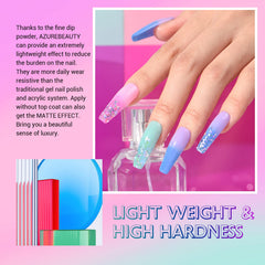 AZUREBEAUTY poudre dip changement couleur rose pâle sur ongles