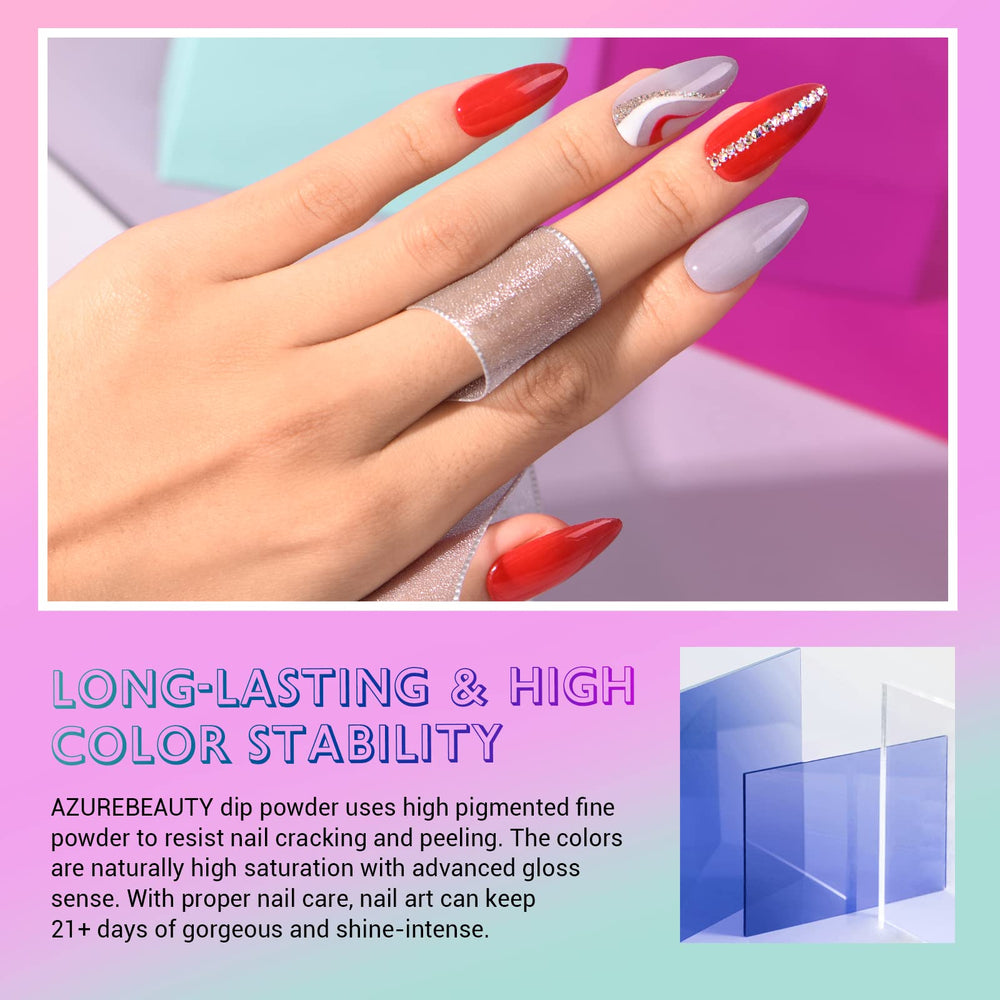 AZUREBEAUTY poudre dip changement couleur vert sur ongles
