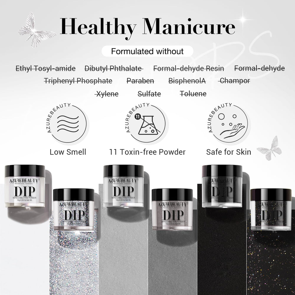 AZUREBEAUTY Dip Powder Gris Sombre — couverture uniforme et élégante
