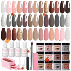AZUREBEAUTY dip-poudre-kit-20-couleurs-neutres: palette polyvalente et tenue longue pour vos ongles.