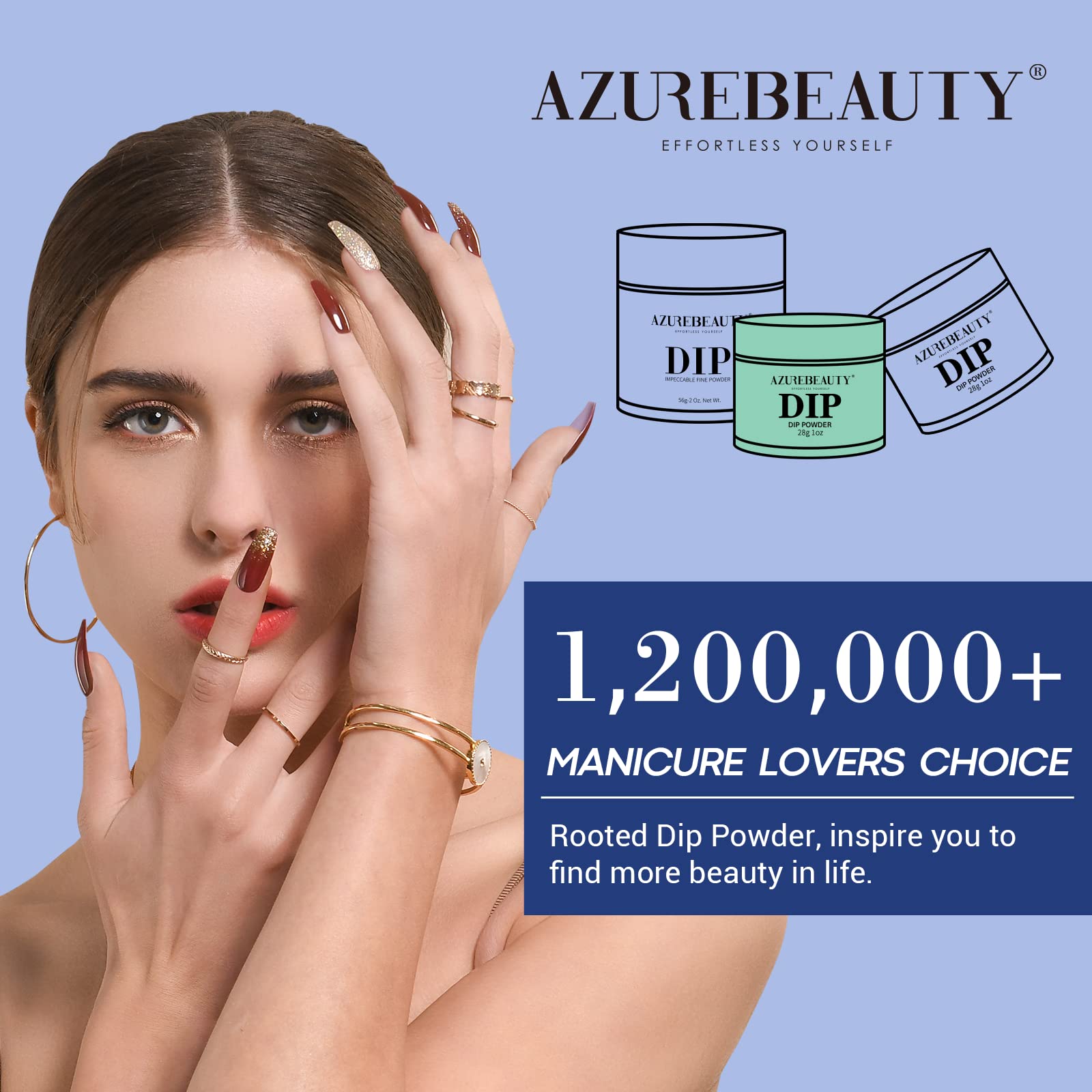 AzureBeauty poudre dip gris bleu: finition satinée et durabilité pour manucure professionnelle