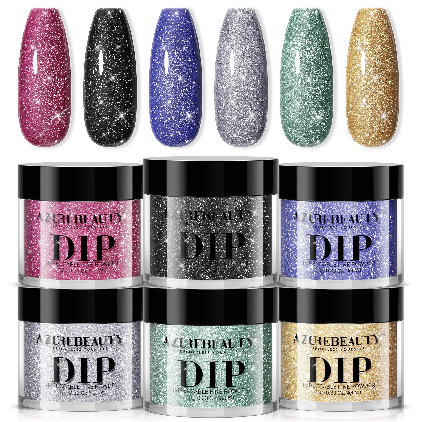 AZUREBEAUTY Set Poudre Dip bleu: éclat lumineux pour une manucure glamour.