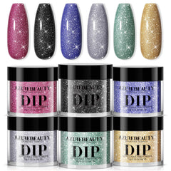 AZUREBEAUTY Set Poudre Dip bleu: éclat lumineux pour une manucure glamour.