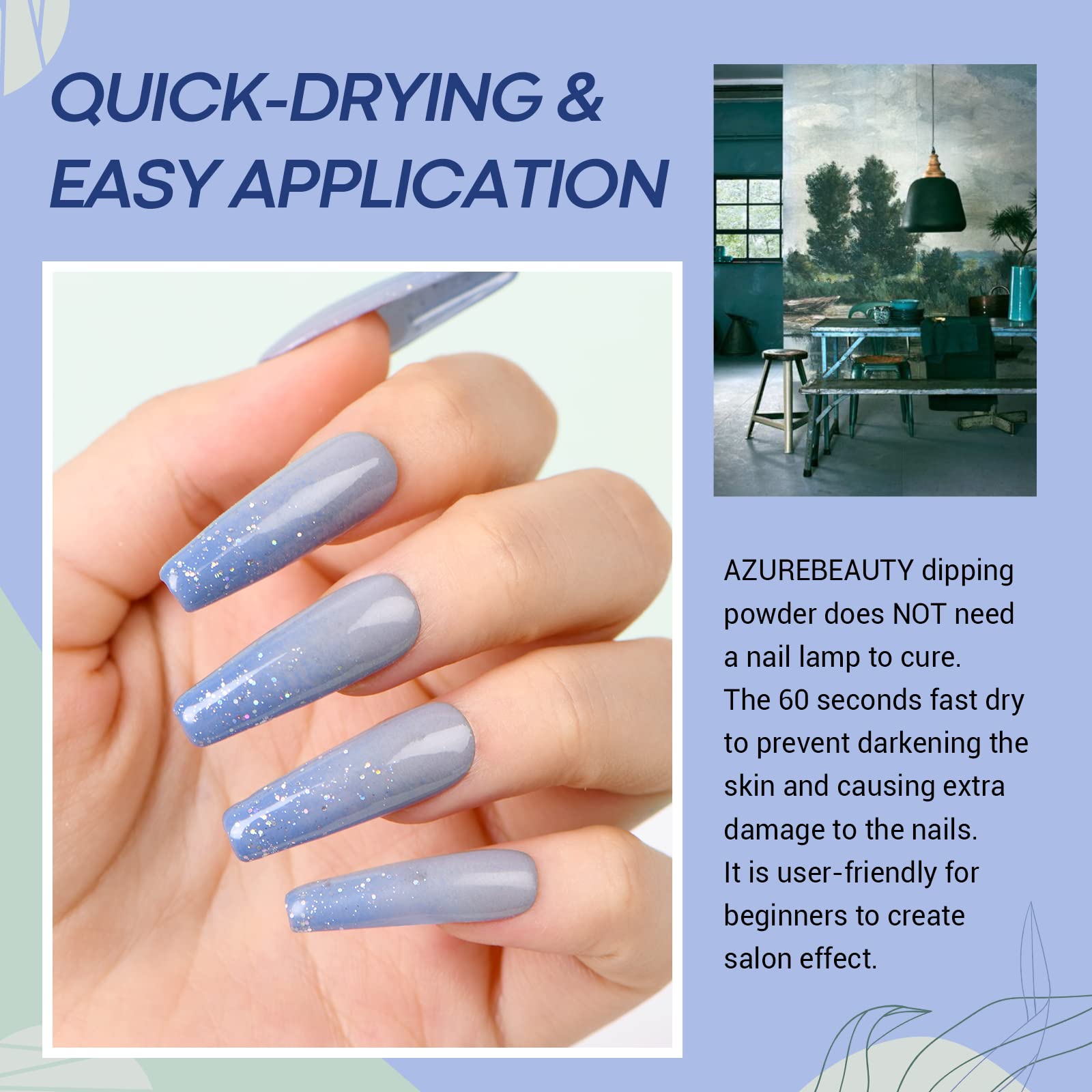 AzureBeauty poudre dip turquoise army: teinte intense idéale pour occasions spéciales