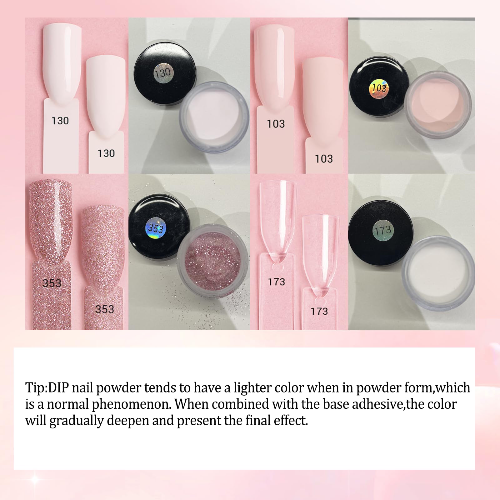 AZUREBEAUTY glitter pink powder adds subtle glam to nails