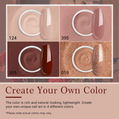 AzureBeauty dip powder color powders in nude, skin tone, burgundy, and glitter