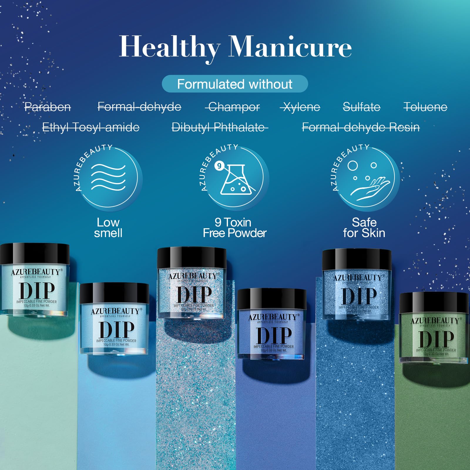 AZUREBEAUTY Dip Powder Nail Set facile à utiliser pour débutants et pros.