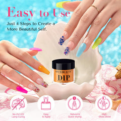 AZUREBEAUTY ensemble couleurs ete-printemps rose orange pour ongles brillants