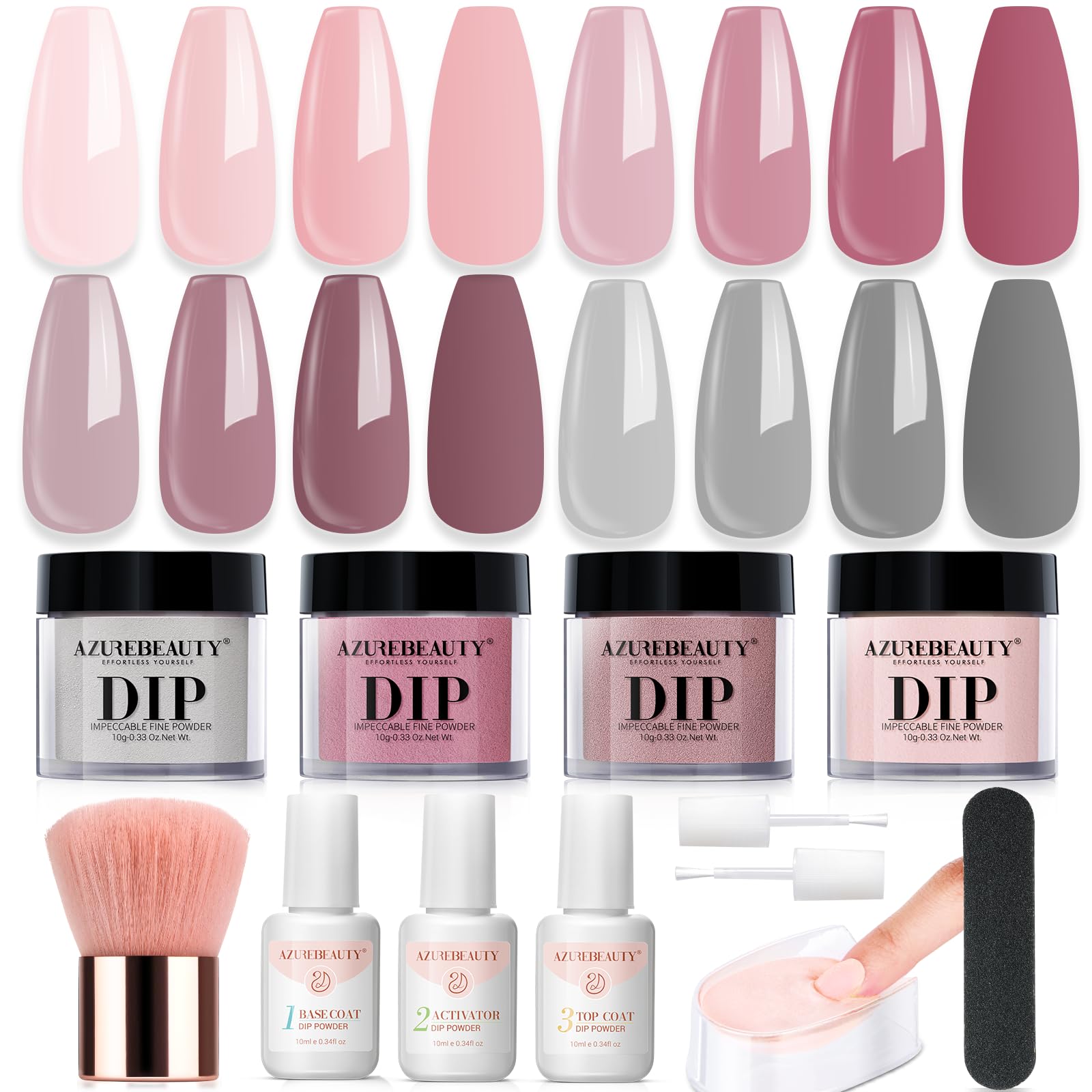 AZUREBEAUTY : composants du kit poudre d’immersion, prêt à commencer.