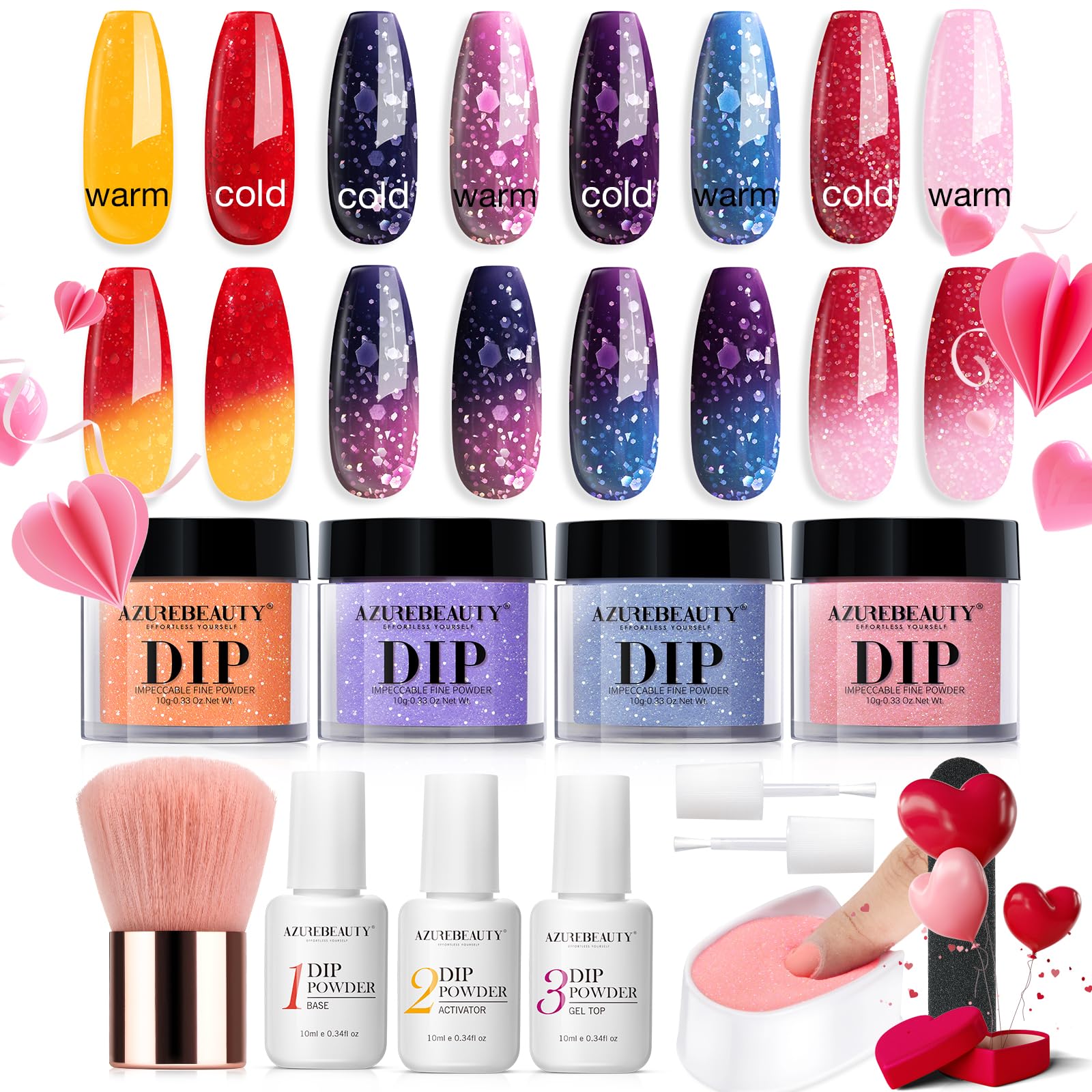AZUREBEAUTY kit dip changeant affichant des couleurs selon la température.