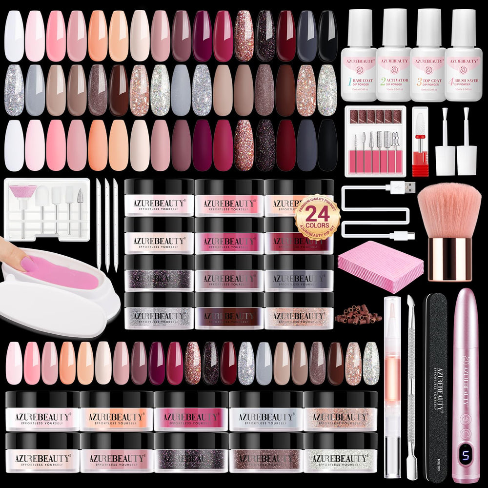 AZUREBEAUTY kit dip-nail-ensemble: vue complète pour ongles impeccables à domicile