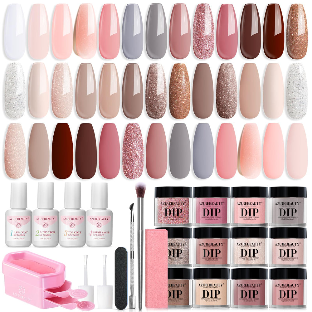 AzureBeauty kit dip poudre 20 couleurs pour créer des ongles personnalisés à domicile.
