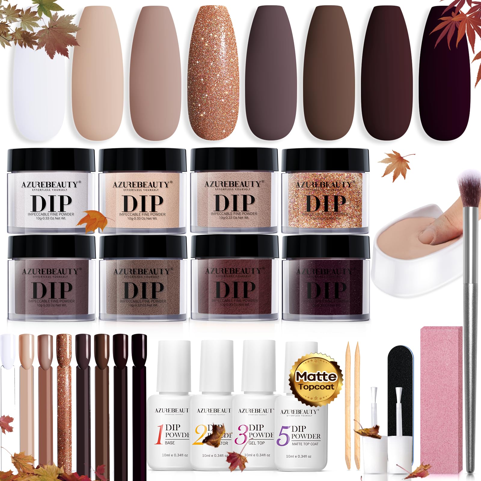 AZUREBEAUTY kit dip poudre démarrage 30pcs ensemble complet pour débuter votre manucure maison
