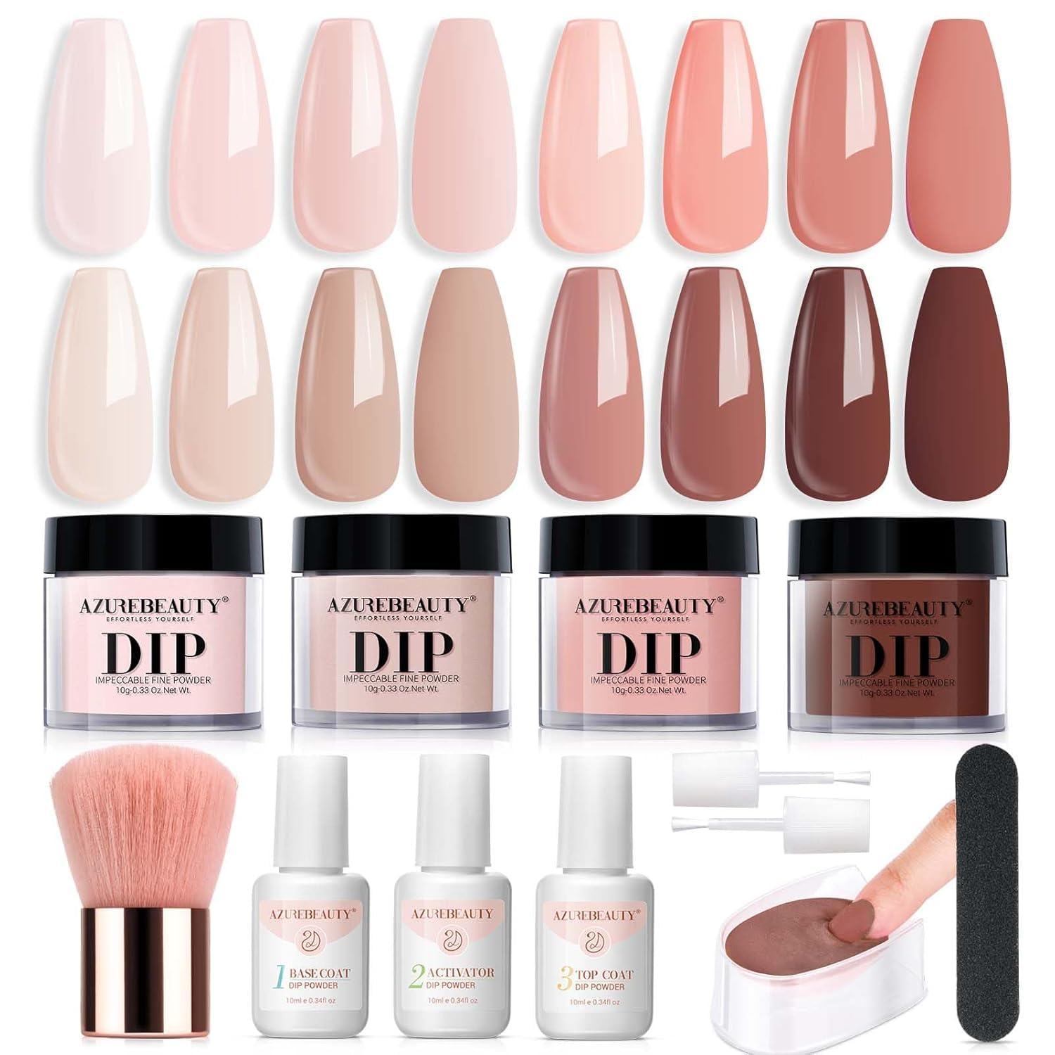 AZUREBEAUTY Kit Dip Poudre Ensemble Complet: démarrage facile pour une manucure maison.