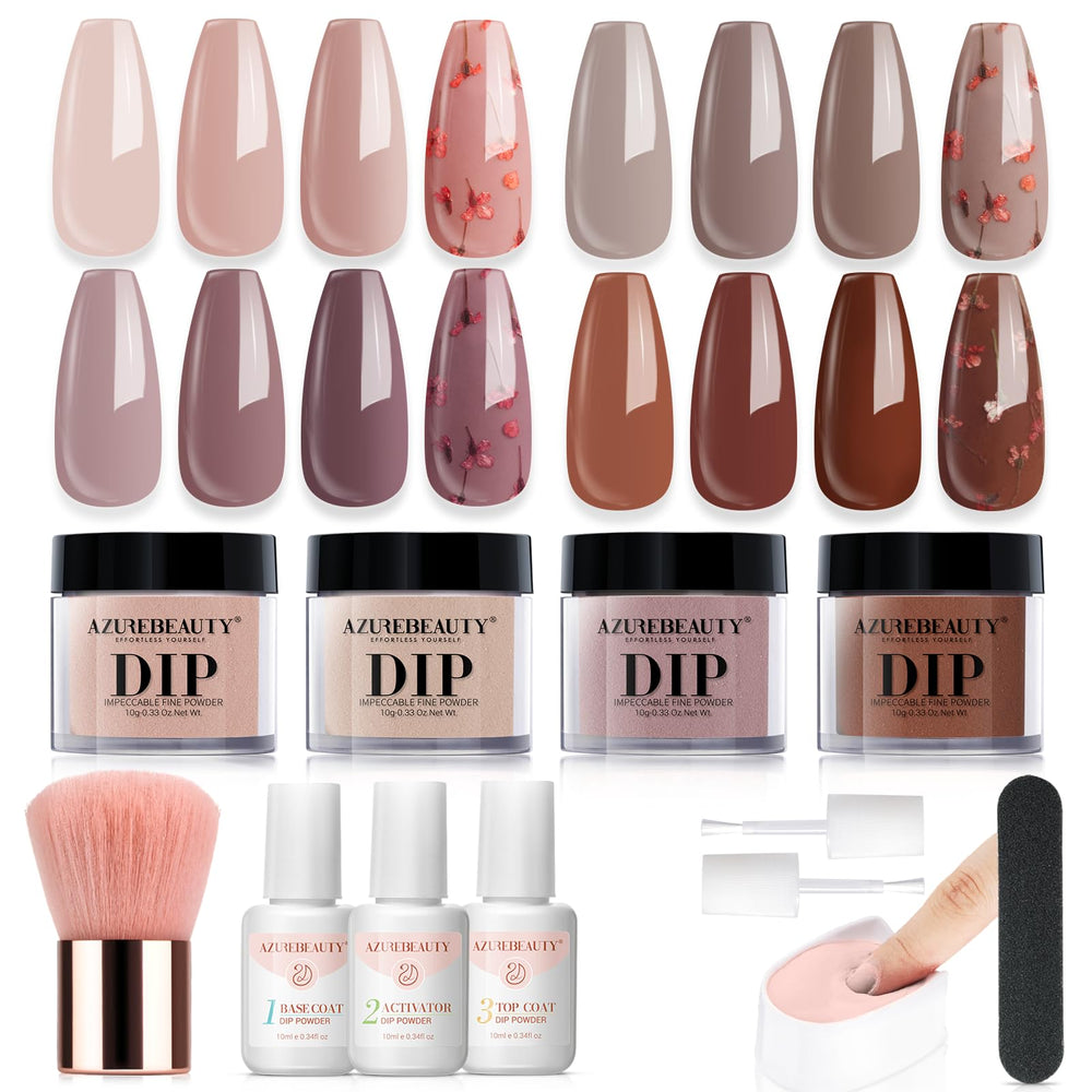 AZUREBEAUTY kit-poudre-dip avec fleurs séchées pour fini naturel et durable.