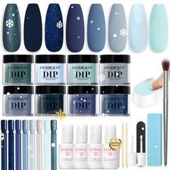 AzureBeauty kit poudre dip bleu foncé avec paillettes pour un effet éclatant