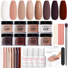 AZUREBEAUTY kit poudres immersion: 8 couleurs pour une manucure durable.