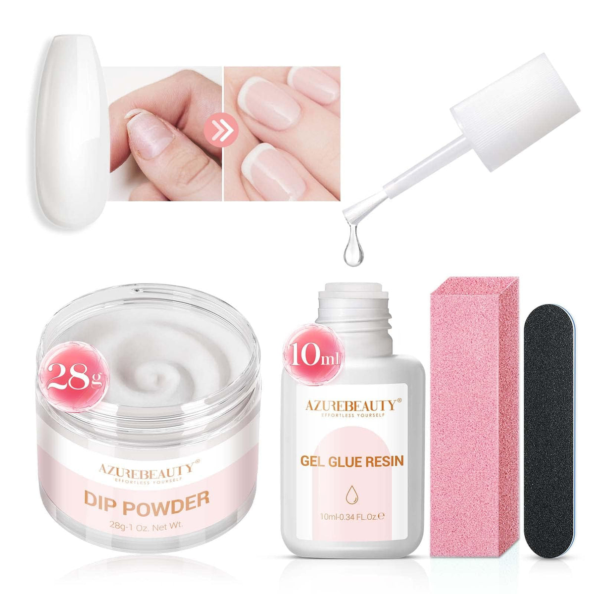 Kit AZUREBEAUTY pour réparation d’ongles transparents, pratique et portable.