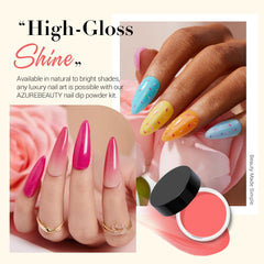 Liquides dip AZUREBEAUTY: base, activateur, top coat et outil pinceau
