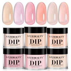 AZUREBEAUTY poudre dip ensemble translucide 6 pièces pour une manucure naturelle.