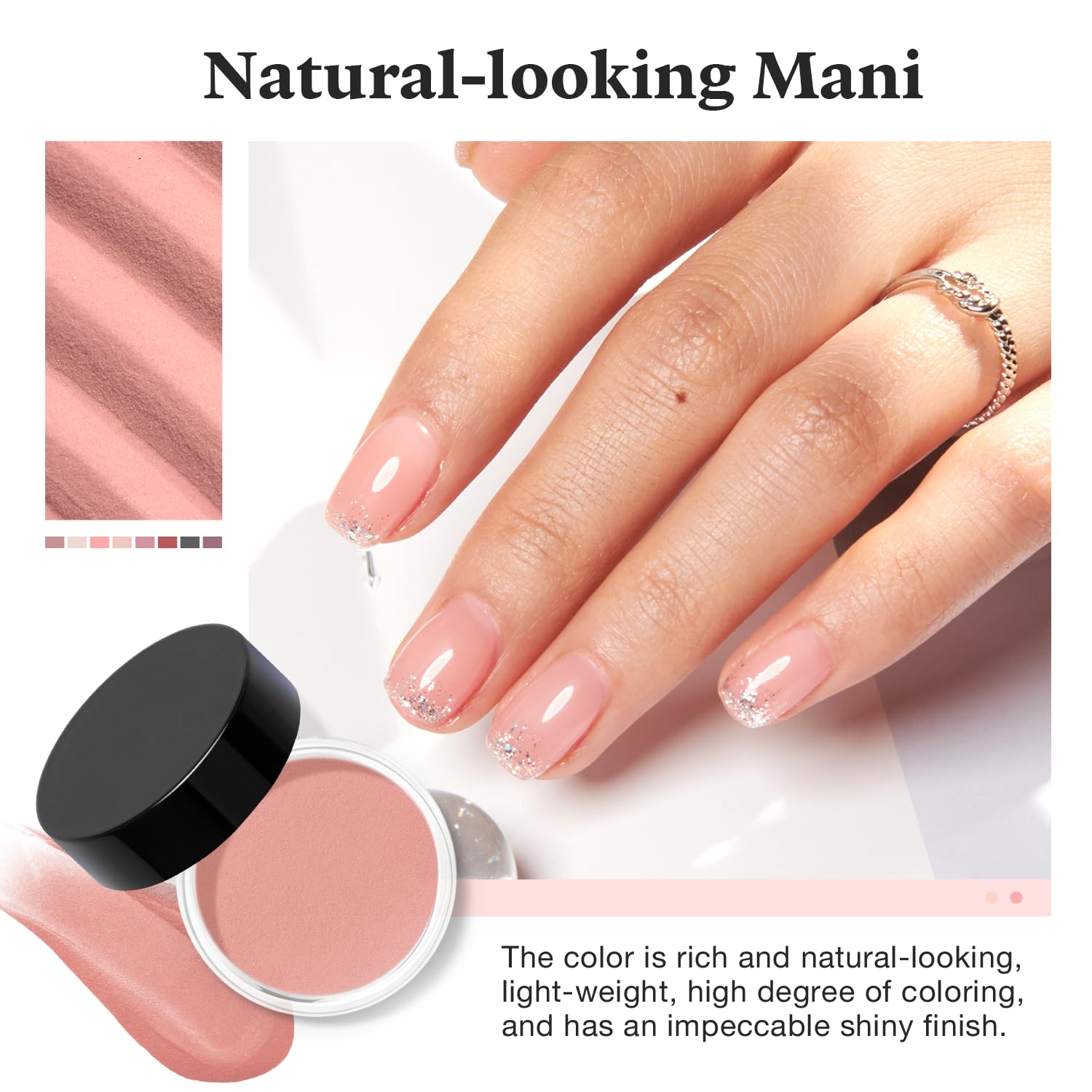 AZUREBEAUTY Poudre dip protection ongles rose, ongles plus forts et résistants.
