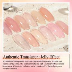 AZUREBEAUTY poudre dip rose nude translucide pour des ongles subtils et élégants.