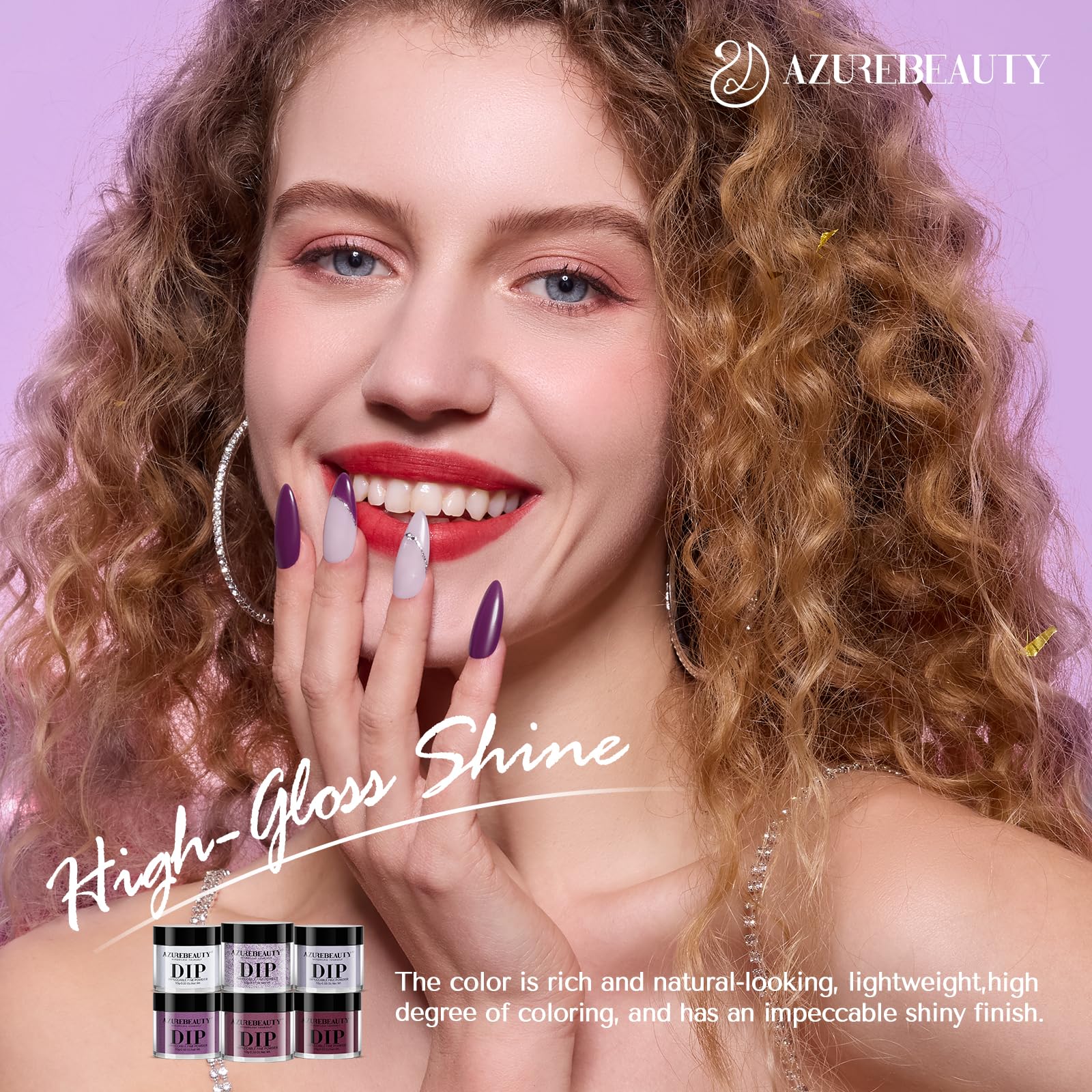 AZUREBEAUTY Poudre d'immersion formule saine – calcium et vitamines pour les ongles.
