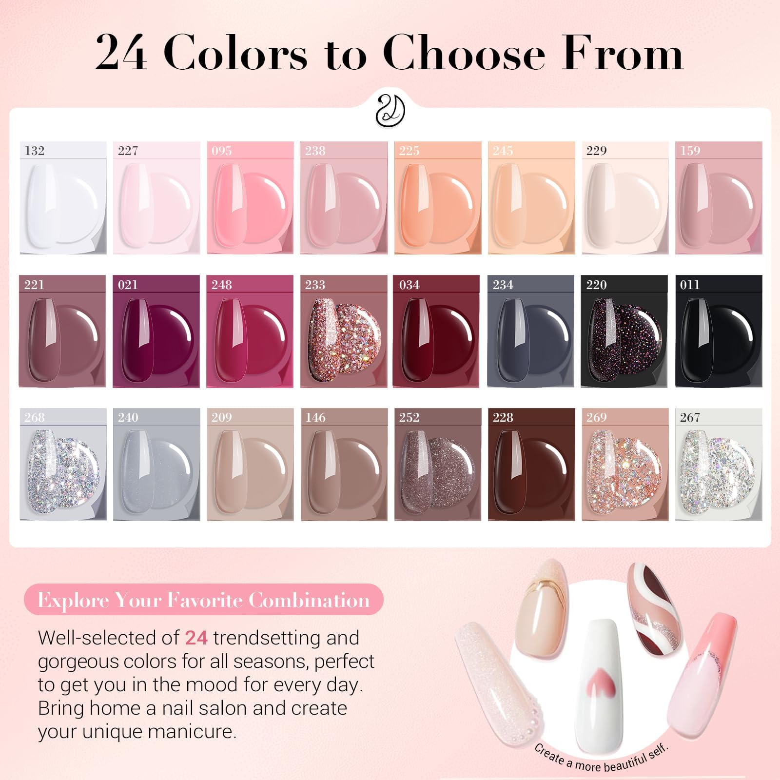 AZUREBEAUTY poudres-dip-24-couleurs: variations nude et paillettes pour looks variés