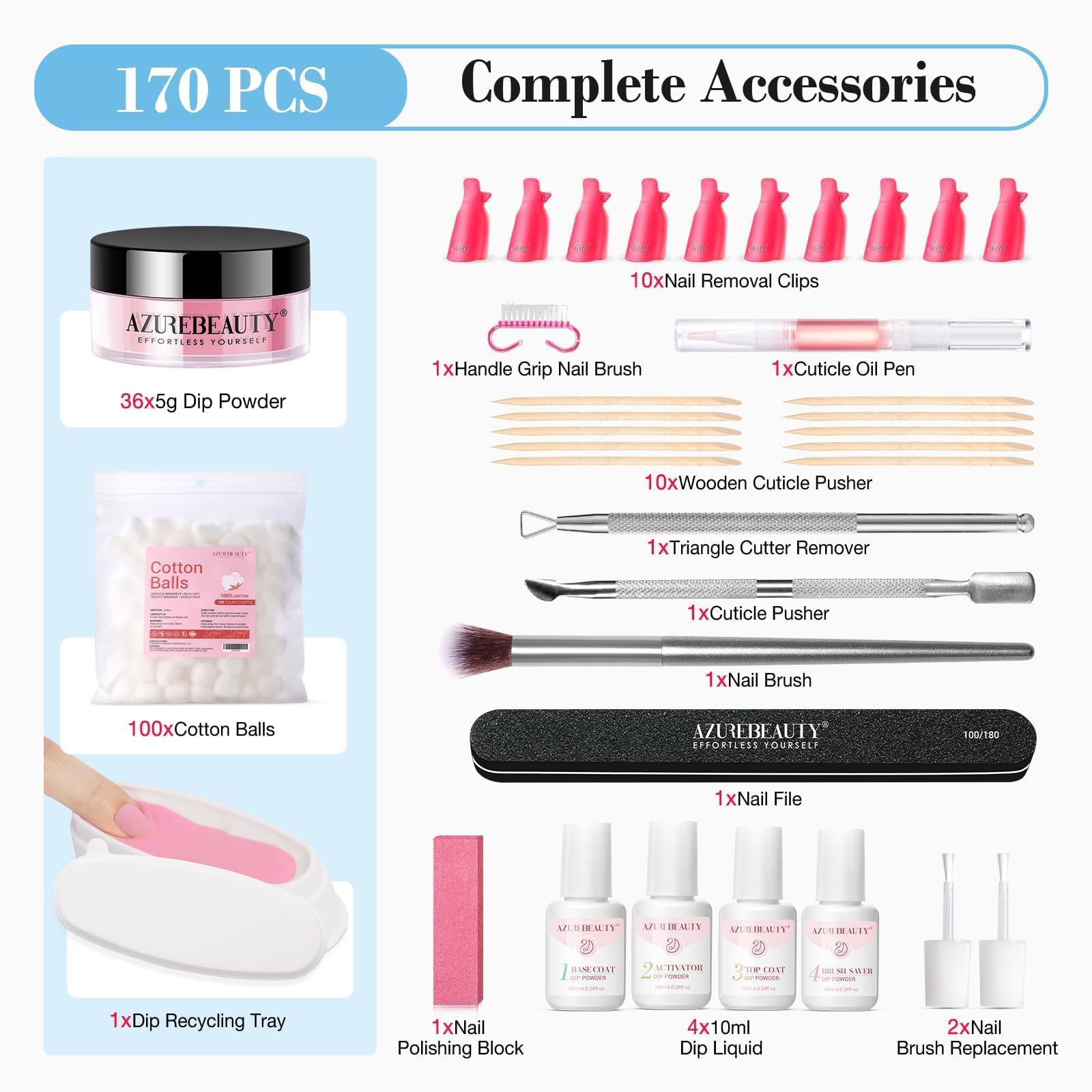 AZUREBEAUTY pousse-cuticule bois pour préparer les ongles