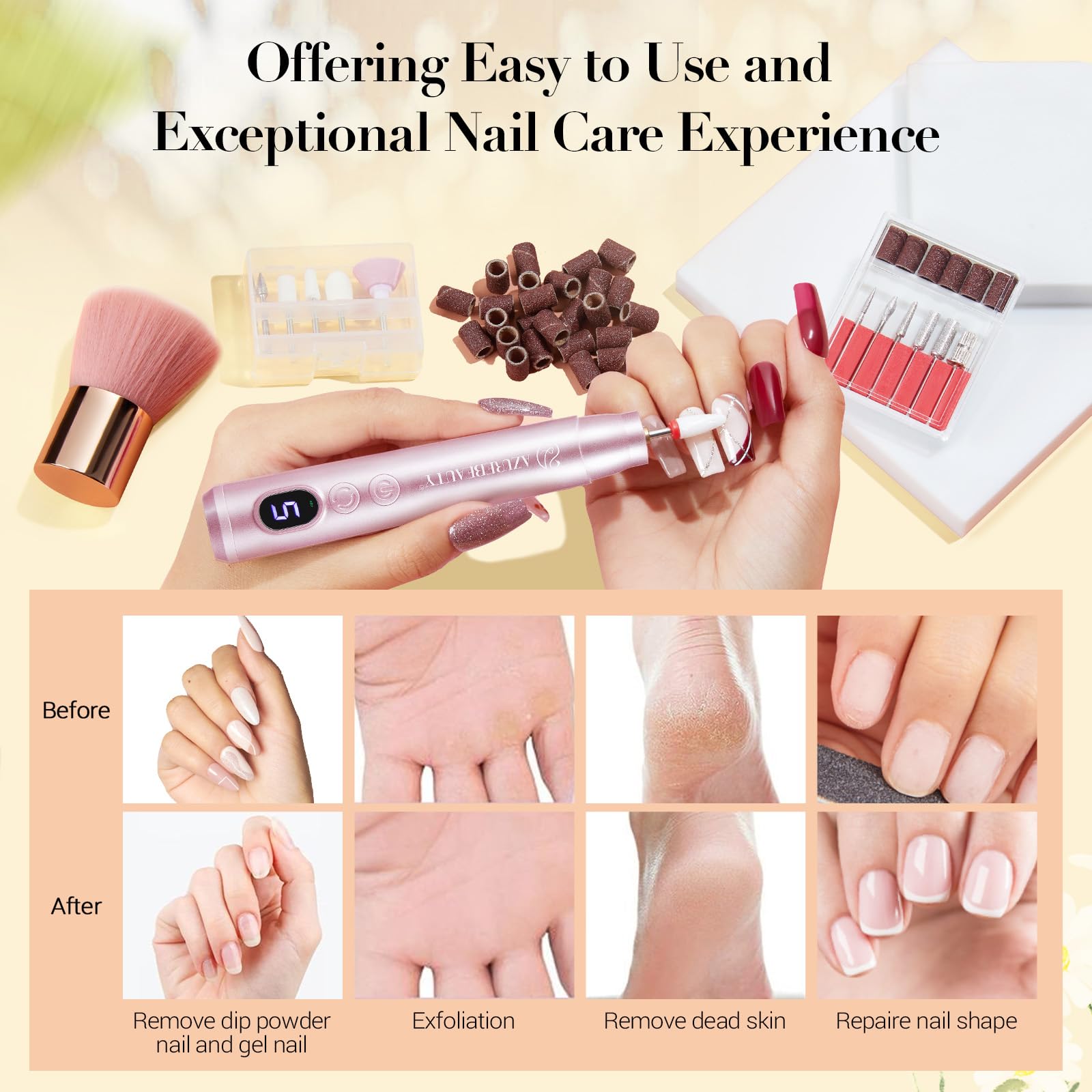 Tête céramique en forme de corne AZUREBEAUTY, outil précis d prep ongles