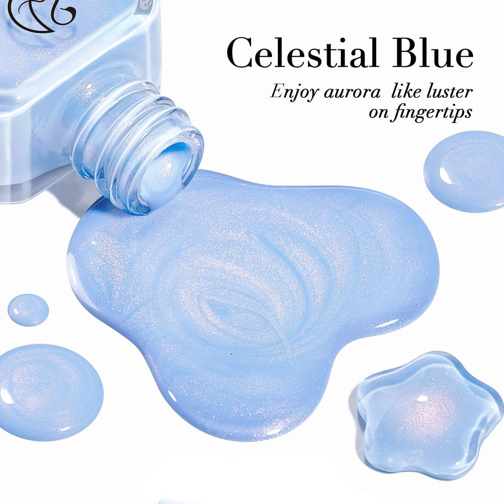 AZUREBEAUTY vernis Celestial Blue – échantillon teinte pour tester la couleur sur vos ongles.
