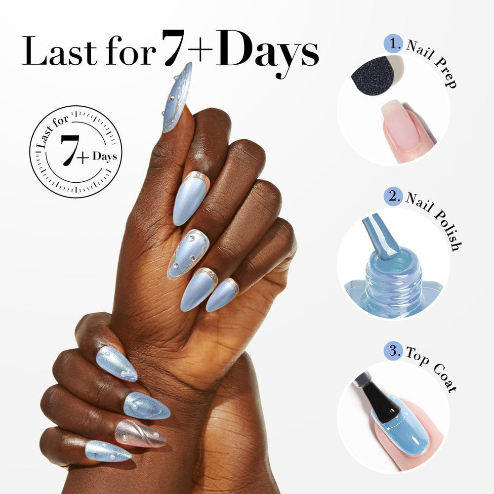 AZUREBEAUTY vernis Celestial Blue – séchage rapide sans lampe ultraviolette.
