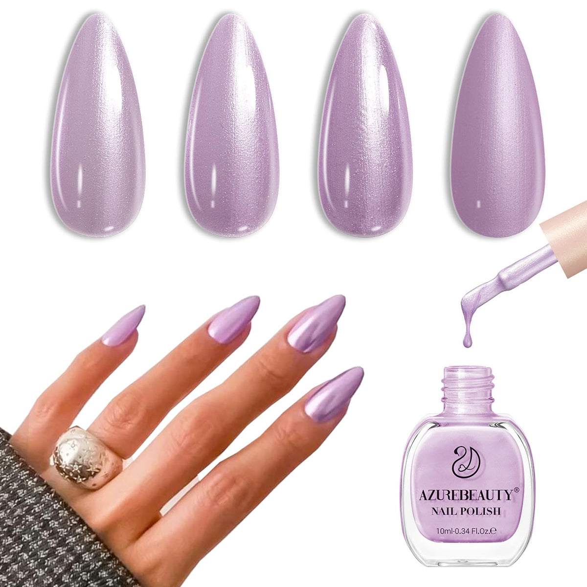 AZUREBEAUTY Dreamy Purple, bouteille élégante prête pour une manucure DIY rapide.